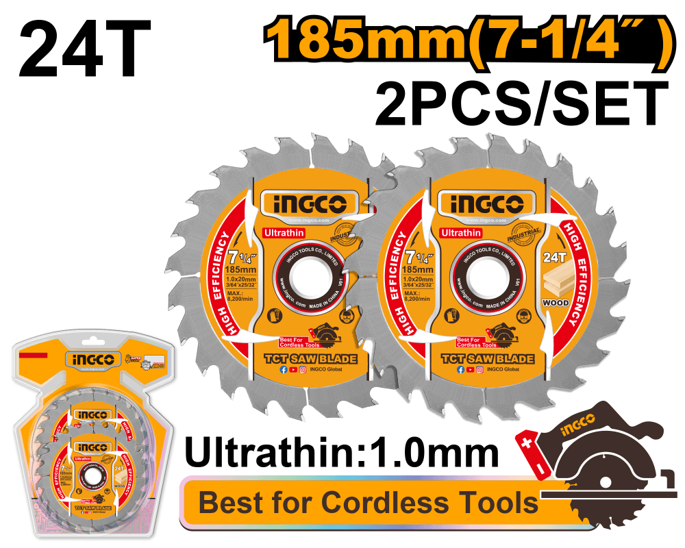 Комплект пильных дисков по дереву, INGCO TSB1853 - (INGCO_PowerTools : TSB1853)